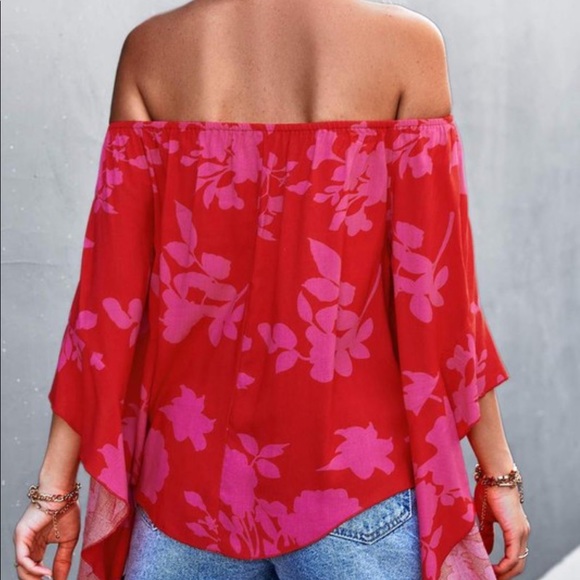 Floral Printed Off the Shoulder Blouse - Picture 6 of 6